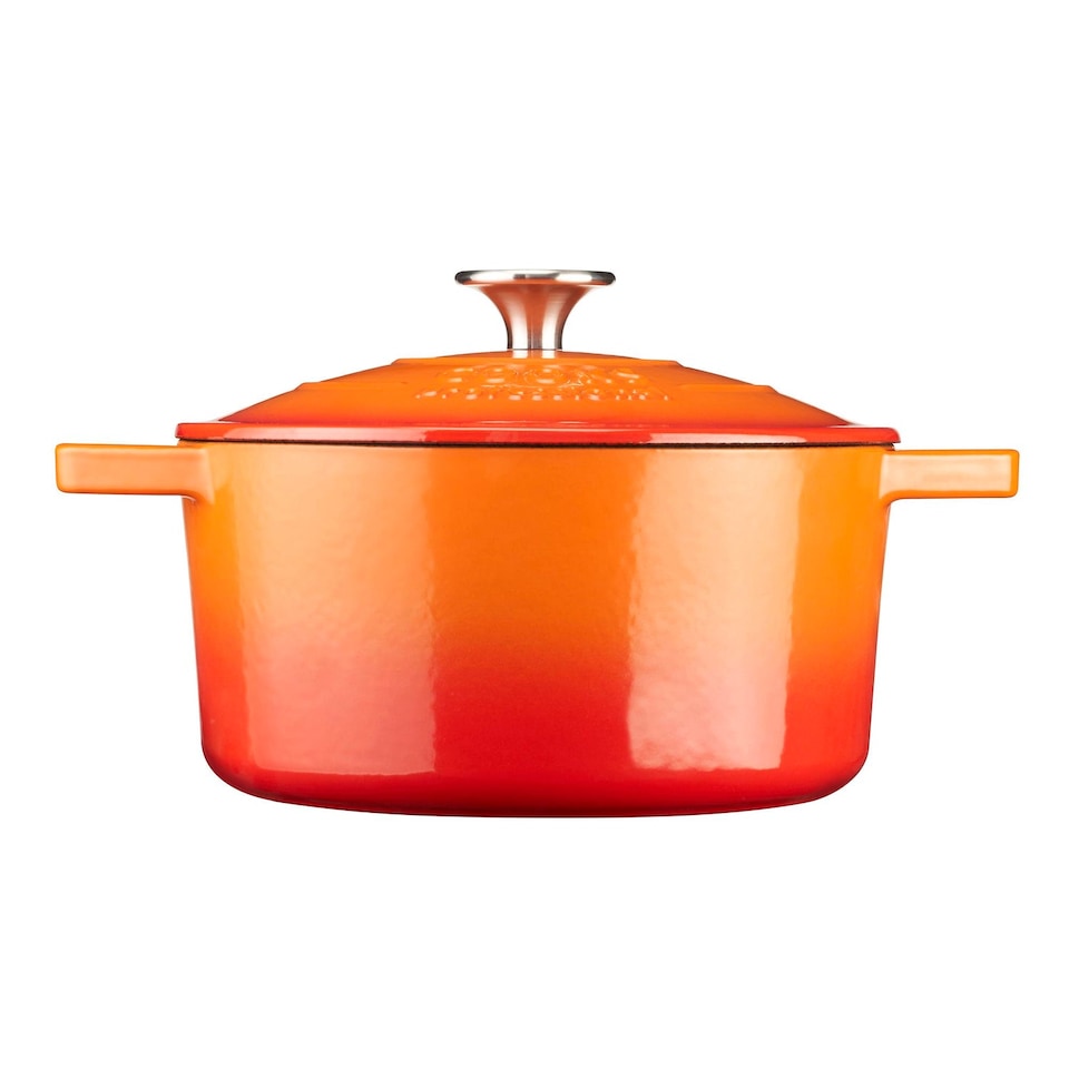 image 1 of Cooks professional Cast Iron Casserole Dish 20cm - Ovenproof Pan with Lid | Orange | Orange
