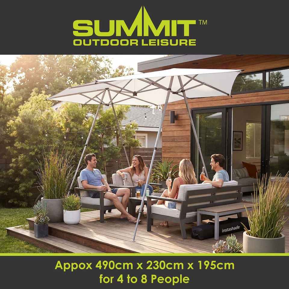 image 1 of vfm-estore Sun Shade - 4-8 Person - Cooling Fabric - 4-Position Adjustable - White