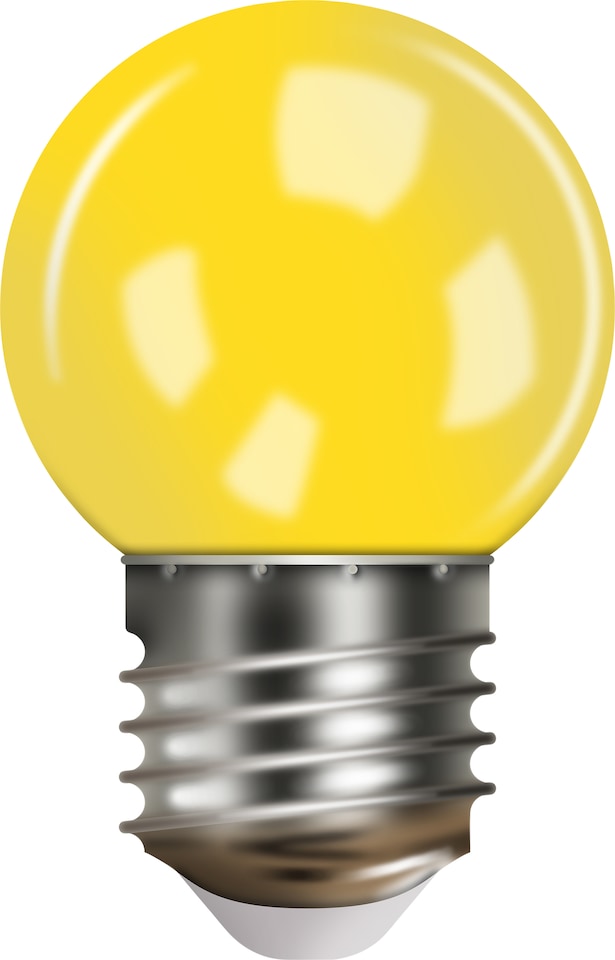 image 1 of G45 Bulb, E27 Base, Plastic Cover Yellow