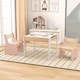 image 3 of COSTWAY Wooden Kids Table and Chair Set with Storage Pink