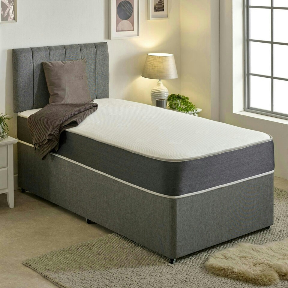 image 1 of Linear Cool Touch Hybrid Mattress - 20cm Deep, Soft Firmness Grey | Small Double