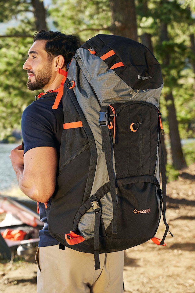 image 1 of Mountain Warehouse Carrion 80L Rucksack Padded Airmesh Hiking Camping Travel Backpack