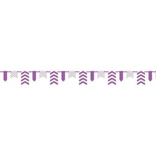 Unique Party Paper Polka Dot and Chevron Bunting - Purple/White - 12ft