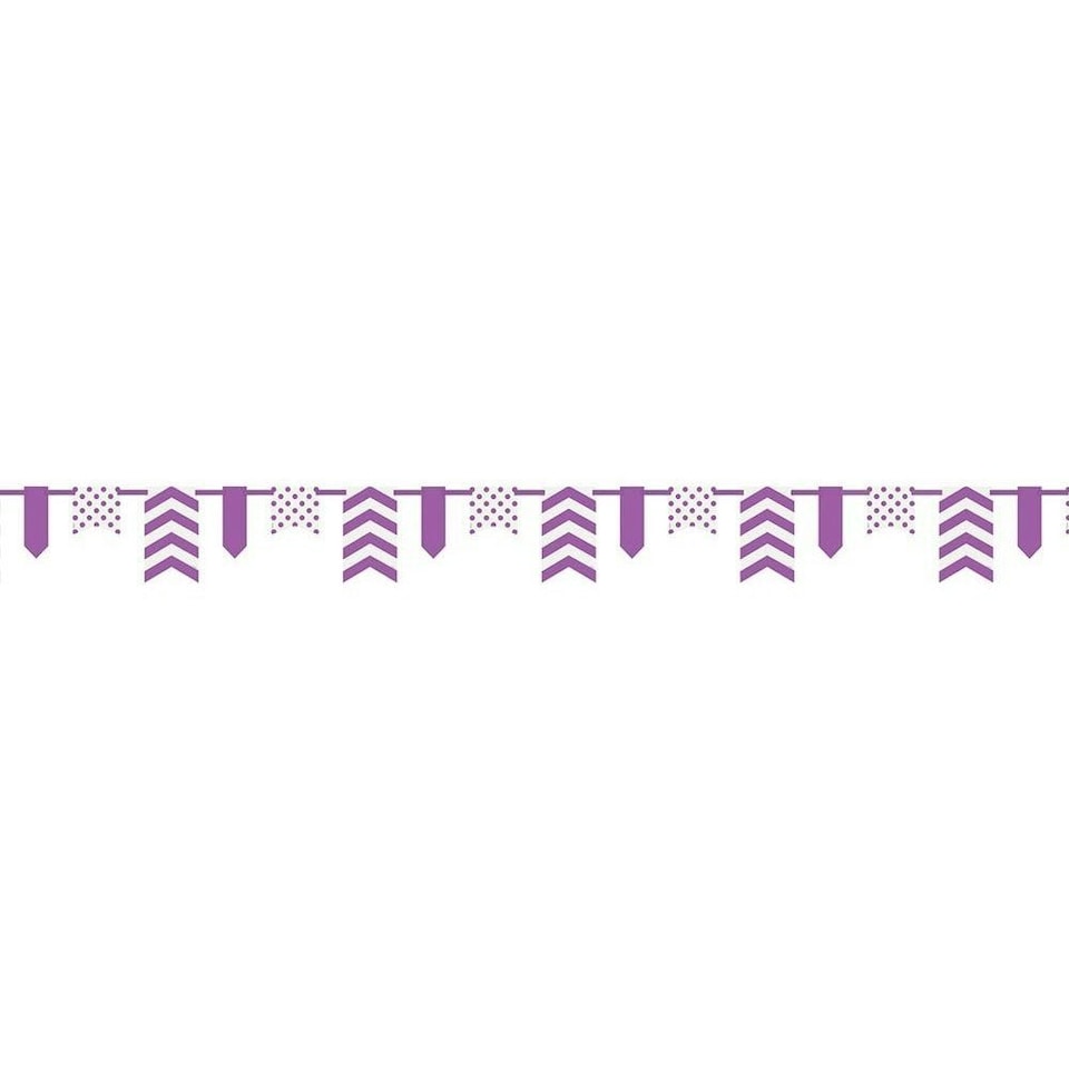 image 1 of Unique Party Paper Polka Dot and Chevron Bunting - Purple/White - 12ft