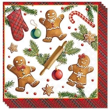 Gingerbread Cookies Christmas Paper Luncheon Napkins 3 Ply 33cm - Pack of 20 | Multi