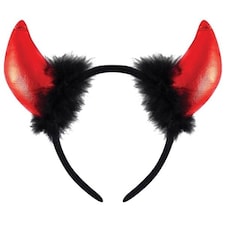 Devil Horns With Fur Hairband Halloween Fancy Dress