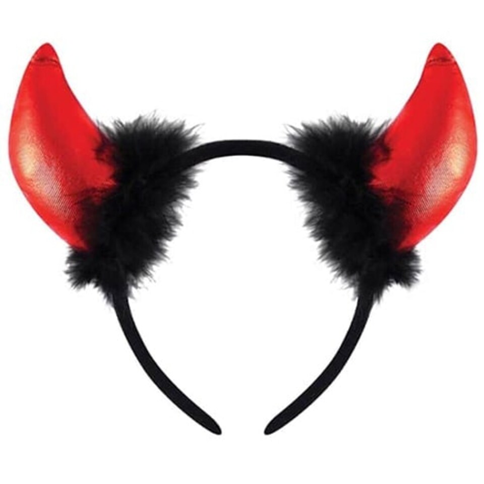 Devil Horns With Fur Hairband Halloween Fancy Dress