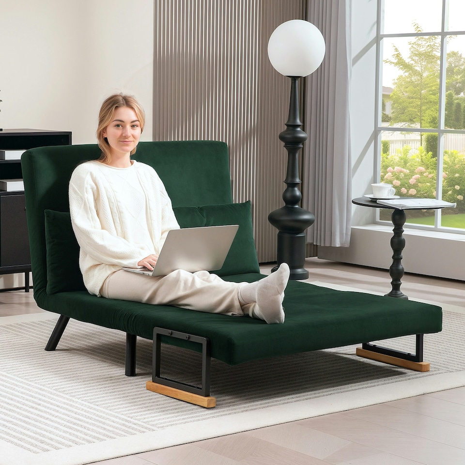 image 1 of HOMCOM Click Clack 2 Seater Sofa Bed for Living Room, Guest Room, Green 
