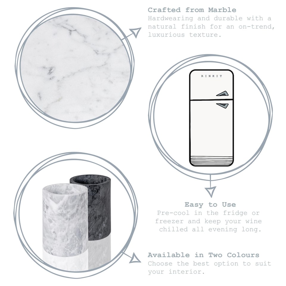 image 1 of Argon Tableware Marble Wine Bottle Cooler - 13cm - Black | Black | Black