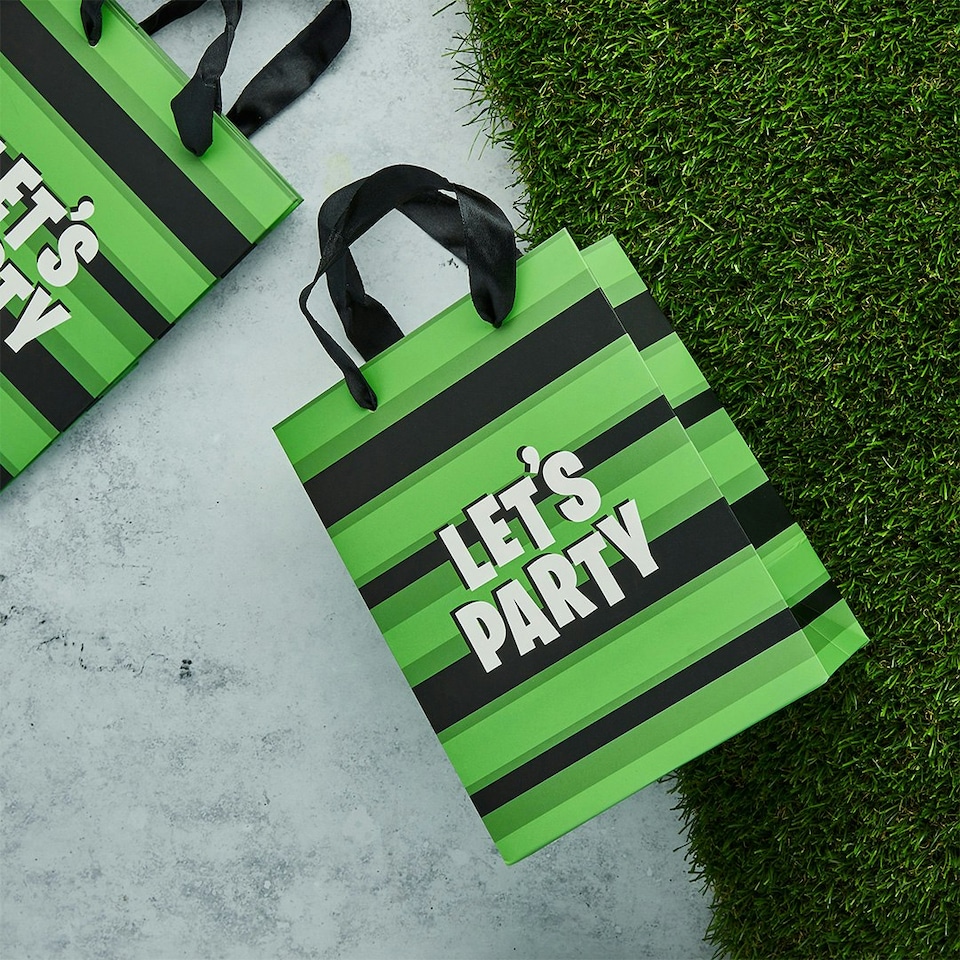 image 1 of Striped 'Lets Party' Party Bags - Pack of 5