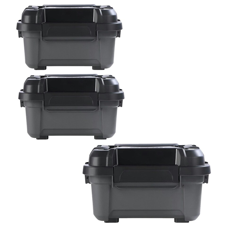 image 1 of 1 x 18 Litre Black Plastic Storage Bunker Trough Boxes/Tubs Ideal For DIY Use Complete With Lid Black