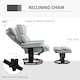 image 3 of HOMCOM PU Leather Manual Reclining Armchair Footstool Padded Seat Light Grey