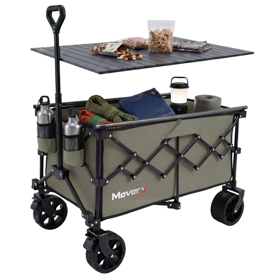 image 1 of MoverX 200L/150kg 2-in-1 Camping Tabletop Trolley / Table - Khaki