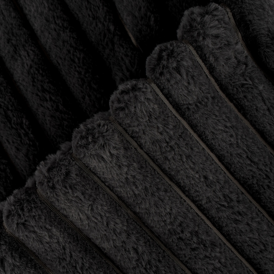 image 1 of OHS Faux Fur Ribbed Fleece Throw Blanket Winter Warm Supersoft