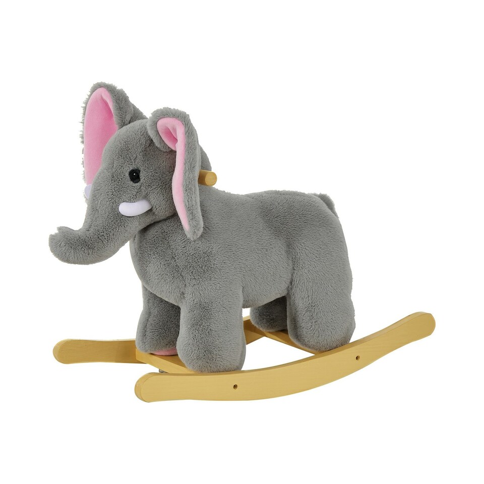 image 1 of Ride on Elephant Rocker Children Rocking Horse Grey Nursery Rhymes Kids Toy Game