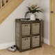image 2 of Maya Handmade Kubu Rattan 2 Over 2 Basket Storage Unit Brown