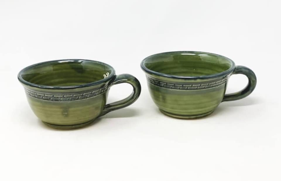 image 1 of Verano Spanish Ceramics Torres Ferreras Mediterraneo Set of 2 Breakfast Cups - 12x6.5cm N/A