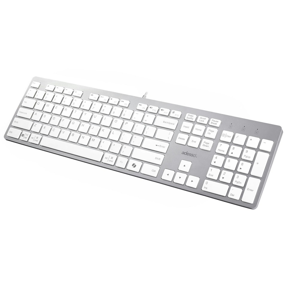 image 1 of Adesso USB-C Multi OS Scissor Switch Keyboard With Co-Pilot AI Hotkey And USB-C, USB-A, 3.5mm Aux Ports