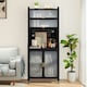 image 3 of COSTWAY Kitchen Pantry Storage Cabinet with Large Countertop Black