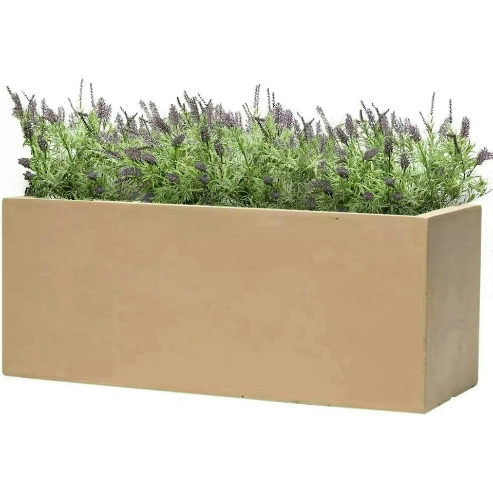 image 1 of Primrose Garden Fibrecotta Sand Beige Trough Rectangular Planter 80cm