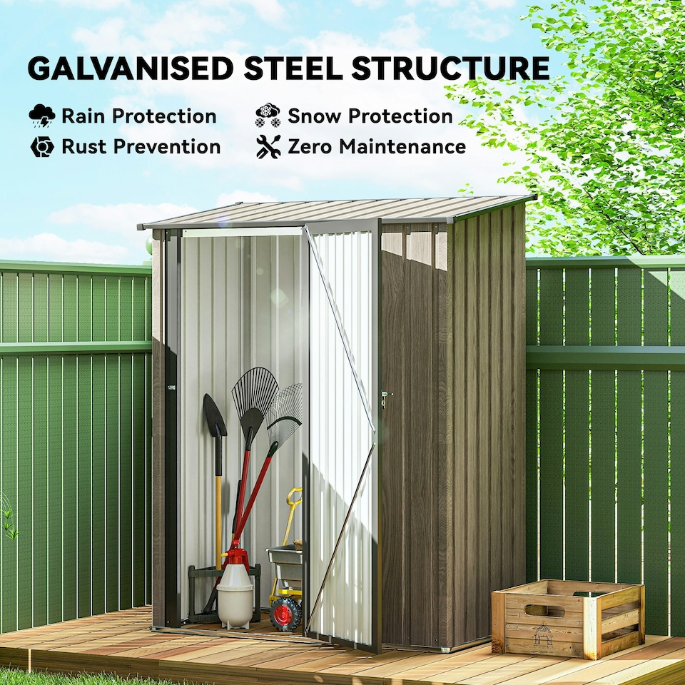 image 1 of Outsunny Outdoor Storage Shed Steel Garden Shed w/ Lockable Door Light Grey 