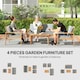 image 3 of Outsunny 4-Piece Wooden Set Cushions Teak