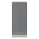 image 2 of Nevada 2 Door 1 Drawer Wardrobe - L52 x W78 x H182.5 cm - Grey Gloss/Light Oak Effect Veneer | Grey