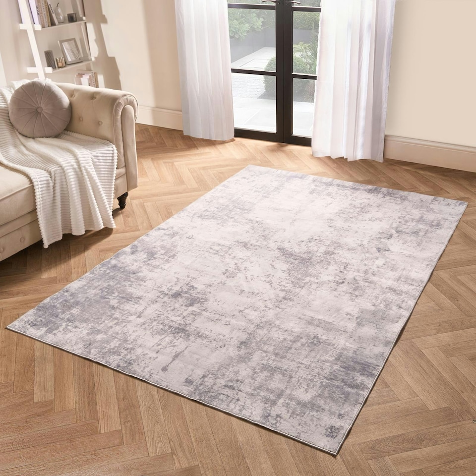 image 1 of OHS Abstract Print Washable Indoor Carpet Floor Rug, 160x230cm - Charcoal | Grey | Charcoal Grey | 160x230cm