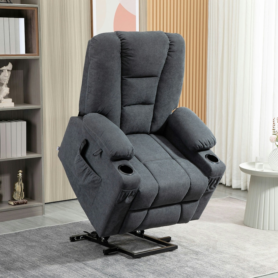 image 1 of HOMCOM Riser and Recliner Chair w/ Remote, Lift Chair for Elderly, Charcoal Grey Grey | None