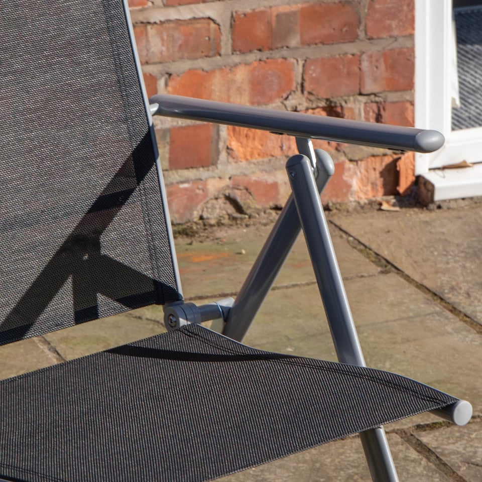 image 1 of Outdoor Garden Patio Multi Position Reclining Folding Chair in Black and Silver | Grey | Grey