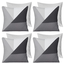OHS 4 x Ralph Geometric Pinsonic Filled Cushions, 45x45cm - Grey