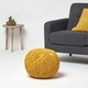 image 2 of Homescapes Mustard Macrame Knitted Pouffe - 40 x 50 cm