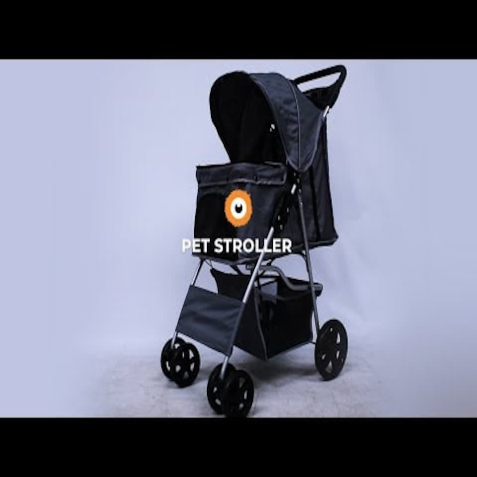 image 1 of Pet Stroller with Rain Cover – Black One Size