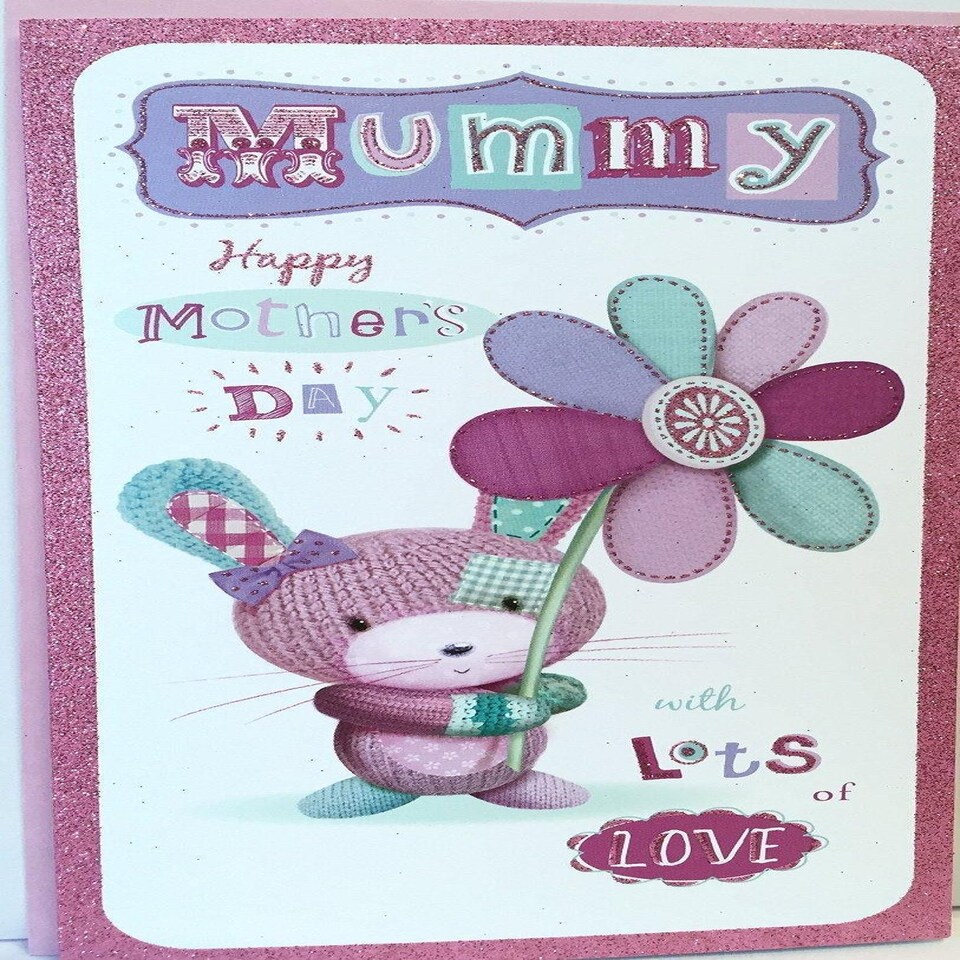 image 1 of Mummy Happy Mother's Day Cute Knitted Bear Card