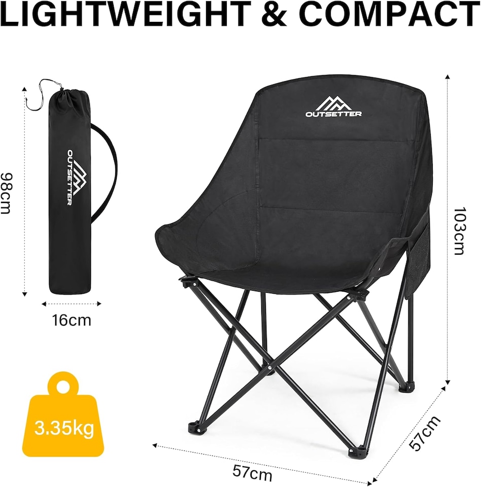 image 1 of Folding Camping Chair, Portable Outdoor Backpacking, Compact Lightweight Ultralight Moon Chair,Extra Spacious with Carry Bag,for Fishing Hiking Picnic Camping Beach