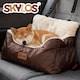 image 9 of Skylos Dog Car Seat Bed Pet Booster Travel Carrier with Safety Leash | Brown | Brown | 1