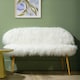 image 2 of Interiors By Premier Stylish Sofa With Gold Finish Legs, Crisp White Seat 2 Seater Sofa For Bedroom, Faux Fur Upholstered Couch White