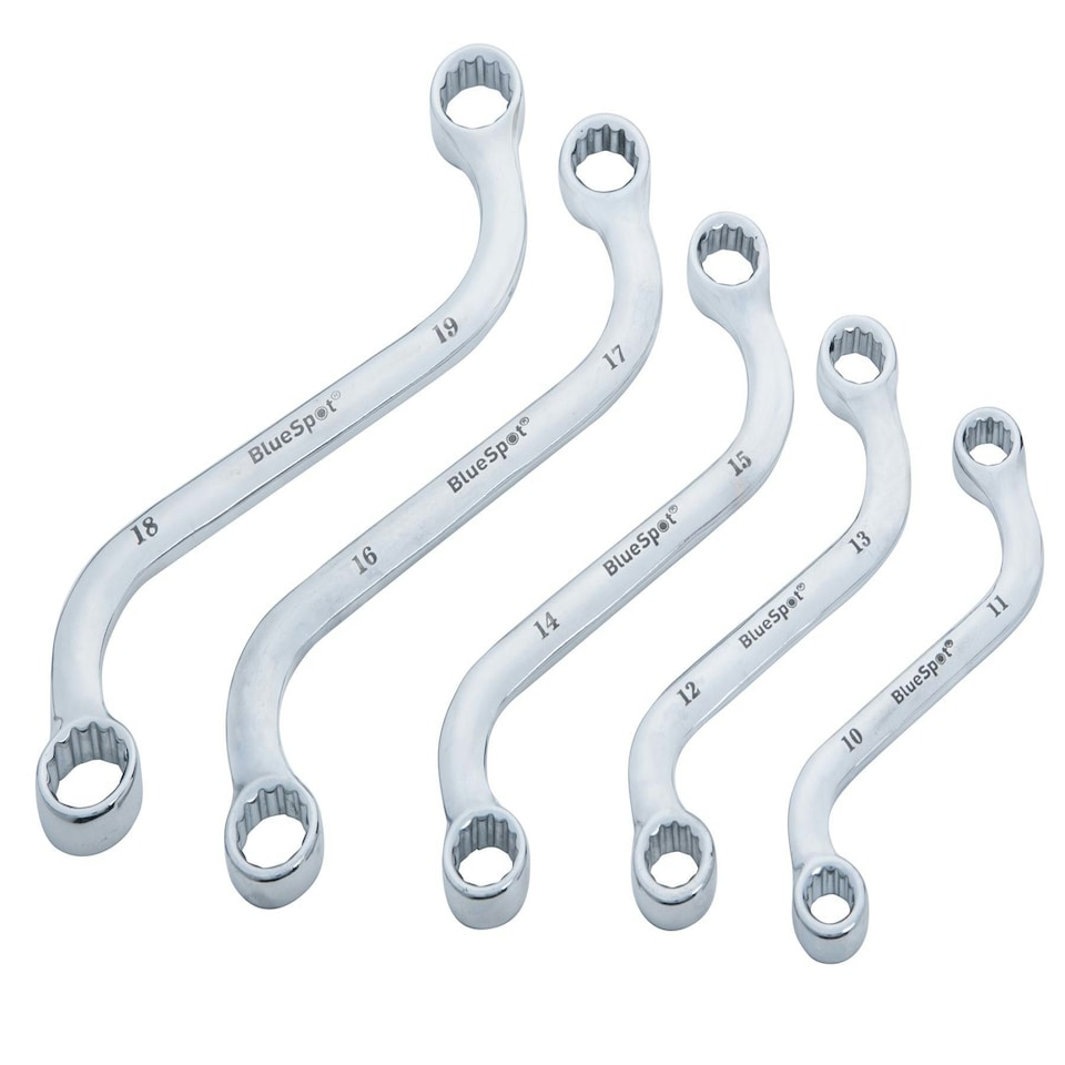 Blue Spot Tools - 5 Pce Chrome Vanadium Metric S Type Spanner Set (10-19mm)