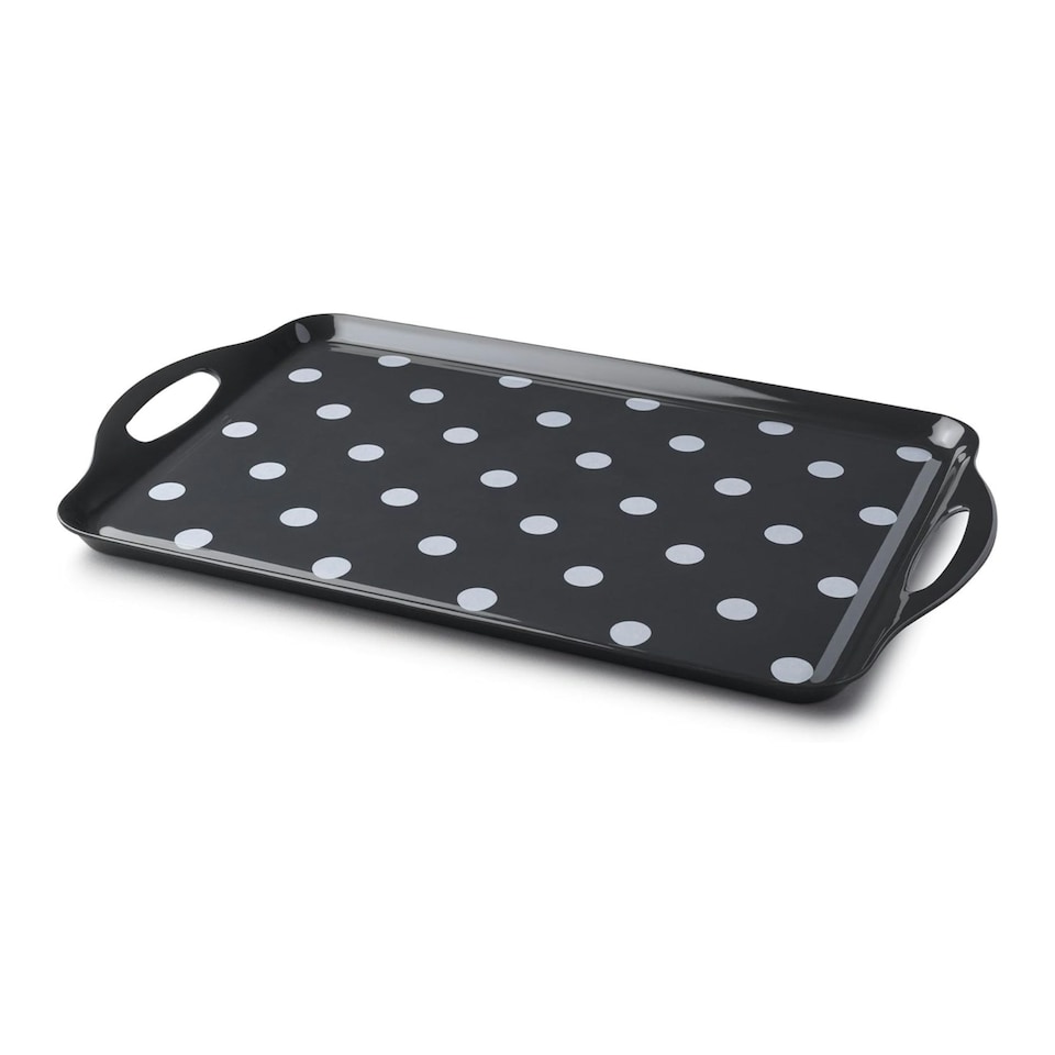 image 1 of Melamine Dotty Tray, Large Grey | Dark Grey