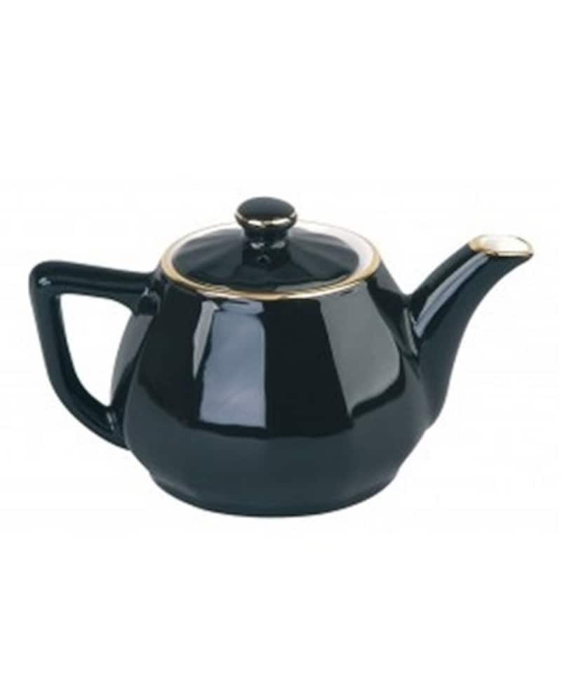 image 1 of Tea Pot: 4 Cup Apilco Bistro Tea Pot, Green with Gold Band