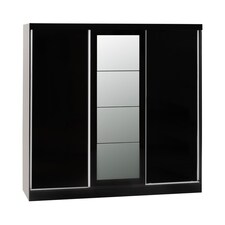 Nevada 3 Door Sliding Wardrobe - L62 x W242.5 x H194 cm - Black Gloss Black
