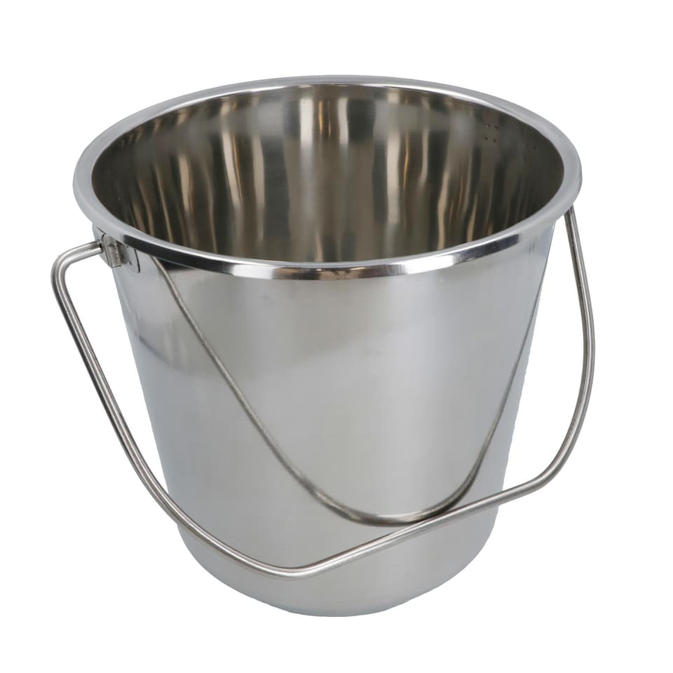image 1 of 12L Stainless Steel Metal Bucket Pail Water Carrier Greenhouse Garden BBQ 10PK