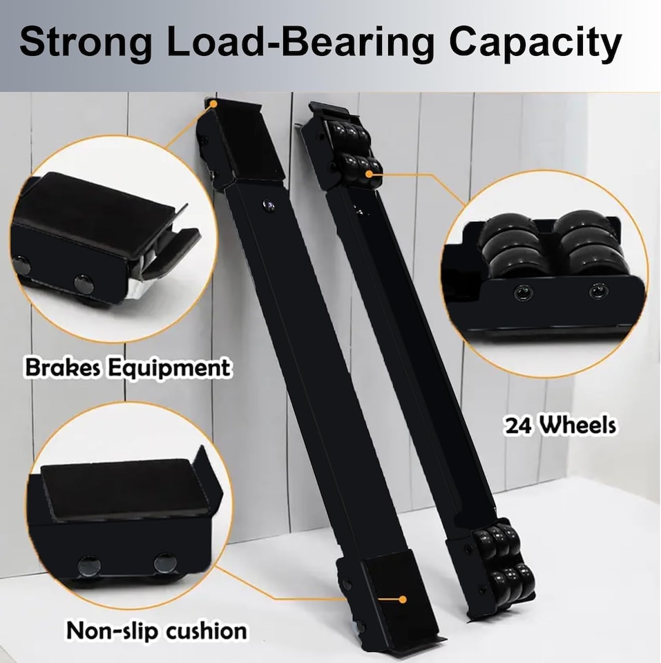 image 1 of 2Pcs Adjustable Appliance Rollers Black Furniture Moving Castor Wheels Washing Machines Fridges & Dishwashers Sliders 300kg Load