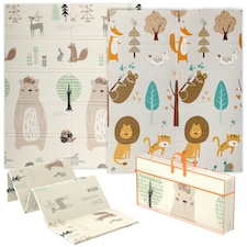 AIYAPLAY Baby Play Mat, Double Sided Crawling Mat, Animal Theme