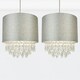 image 1 of First Choice Lighting Set of 2 Sparkle Grey Faux Silk Jewelled Easy Fit Light Shades Grey | Clear