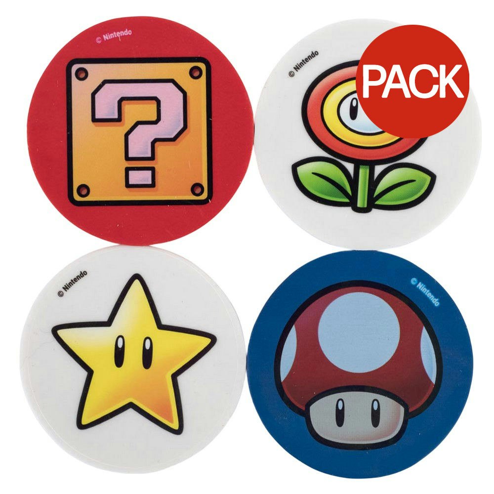 Super Mario Erasers (Pack of 4) - Multicoloured - One Size