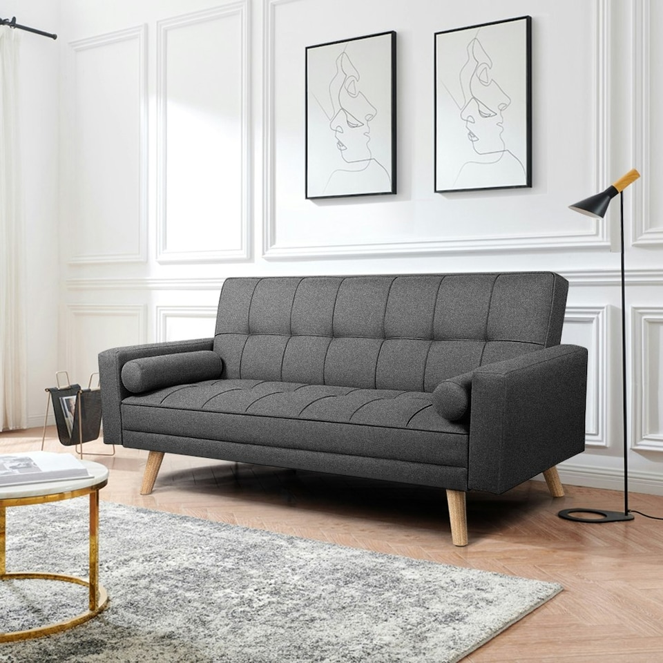 image 1 of Yaheetech Fabric Upholstered Sofa Bed with Adjustable Back