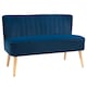 image 1 of HOMCOM Velvet-Feel Double Sofa w/ Wood Frame Foam Padding High Back, Blue