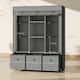 image 7 of HOMCOM Portable Wardrobe w/ 5 Shelves 3 Fabric Drawers and 2 Hanging Rails | Grey | 125W x 43D x 162.5H cm