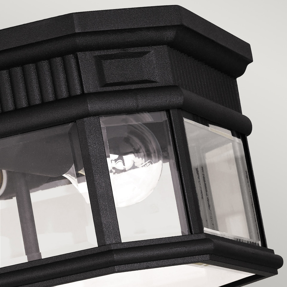 image 1 of Cotswold Lane 2 Light Outdoor Flush Ceiling Light Black IP44, E27